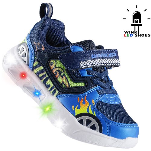 Wink Autós kék LED fényű kisfiú cipő