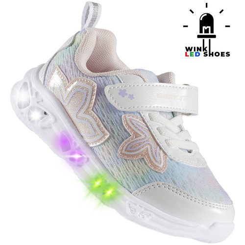 Wink Virágos LED fényű kislány cipő