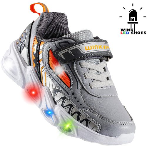 Wink Szürke-narancs LED fényű kisfiú cipő