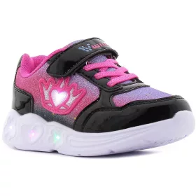 Wink Koronás fekete-színes LED fényű kislány cipő