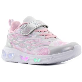   Wink Pillangós rózsaszín-ezüst LED fényű kislány cipő