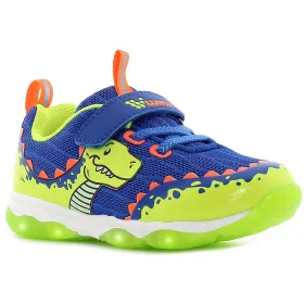Wink Dínós kék-lime LED fényű kisfiú cipő
