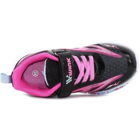 Wink Fekete-pink LED fényű kislány cipő