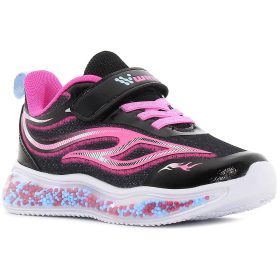 Wink Fekete-pink LED fényű kislány cipő