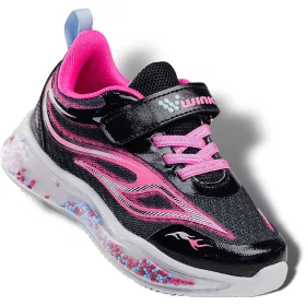 Wink Fekete-pink LED fényű kislány cipő