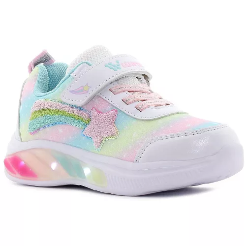 Wink Csillagos fehér LED fényű kislány cipő