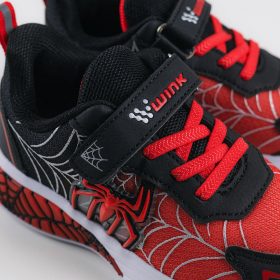 Wink Pókos piros-fekete LED fényű kisfiú cipő