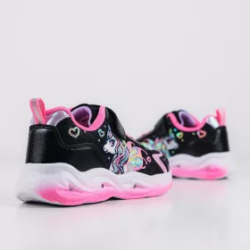 Wink Unikornis fekete LED fényű kislány cipő