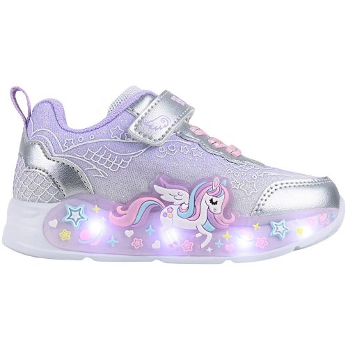 Wink Unikornis lila-ezüst LED fényű kislány cipő