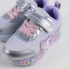 Wink Unikornis lila-ezüst LED fényű kislány cipő
