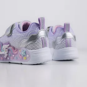 Wink Unikornis lila-ezüst LED fényű kislány cipő
