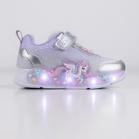 Wink Unikornis lila-ezüst LED fényű kislány cipő