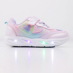 Wink Szíves rózsaszín LED fényű kislány cipő