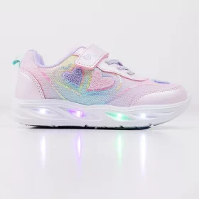 Wink Szíves rózsaszín LED fényű kislány cipő