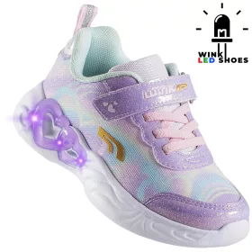 Wink Szíves lila LED fényű kislány cipő