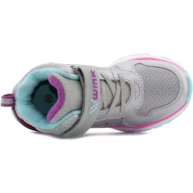 Wink Szíves ezüst magasszárú LED fényű kislány cipő