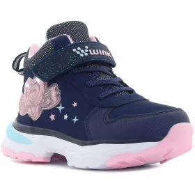   Wink Szíves sötétkék magasszárú LED fényű kislány cipő