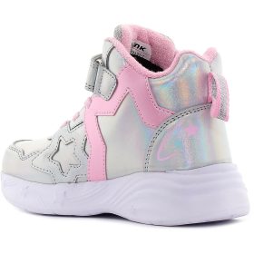   Wink Csillagos ezüst magasszárú LED fényű kislány cipő