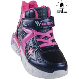   Wink Csillagos éjkék magasszárú LED fényű kislány cipő