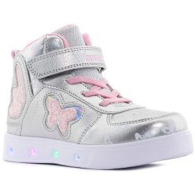   Wink Pillangós ezüst magasszárú LED fényű kislány cipő
