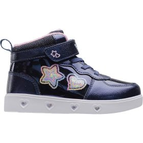 Wink Szíves éjkék magasszárú LED fényű kislány cipő