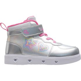 Wink Szíves ezüst magasszárú LED fényű kislány cipő