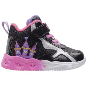   Wink Kastélyos fekete magasszárú LED fényű kislány cipő
