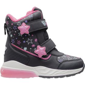 Wink Csillagos fekete bélelt LED fényű kislány bakancs
