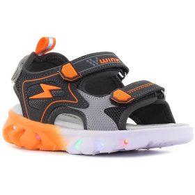 Wink Szürke-narancs LED fényű kisfiú szandál