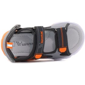 Wink Szürke-narancs LED fényű kisfiú szandál