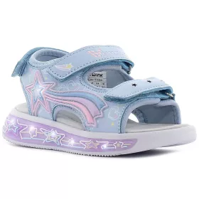Wink Csillagos világoskék LED fényű kislány szandál