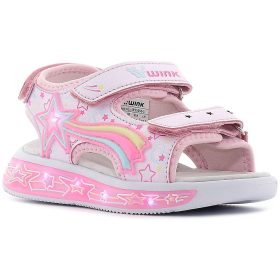 Wink Csillagos rózsaszín LED fényű kislány szandál
