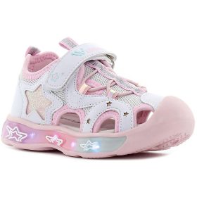   Wink Csillagos fehér-puncs LED fényű zártorrú kislány szandál