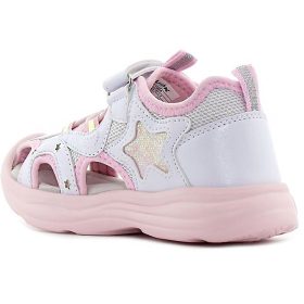   Wink Csillagos fehér-puncs LED fényű zártorrú kislány szandál