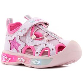   Wink Csillagos rózsaszín LED fényű zártorrú kislány szandál