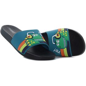 Wink Dínós petrolkék-fekete kisfiú papucs