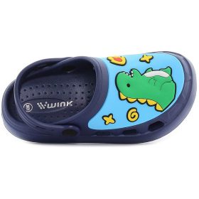 Wink Dínós sötétkék-égkék kisfiú papucs