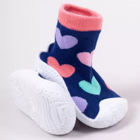 Yo Szíves sötétkék baba zoknicipő