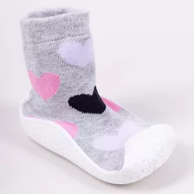 Yo Szíves szürke baba zoknicipő