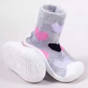 Yo Szíves szürke baba zoknicipő