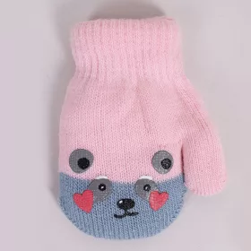 Yo Pandás rózsaszín-szürke lány kesztyű