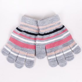 Yo Csíkos szürke lány kesztyű