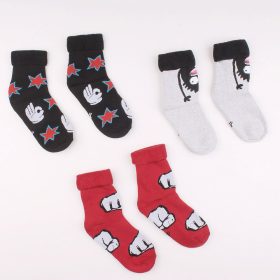 Yo Mintás piros-fekete fiú frottír zokni szett